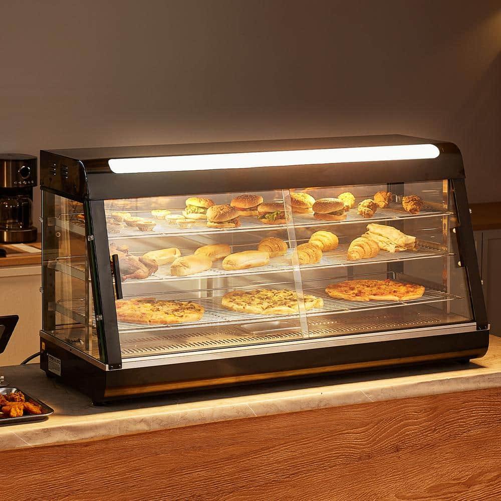 VEVOR 3-Tier Commercial Food Warmer Display, 1500W Food Display Warmer with Light, Adjustable Shelf and Temperature Display, Steam Heating, 180L