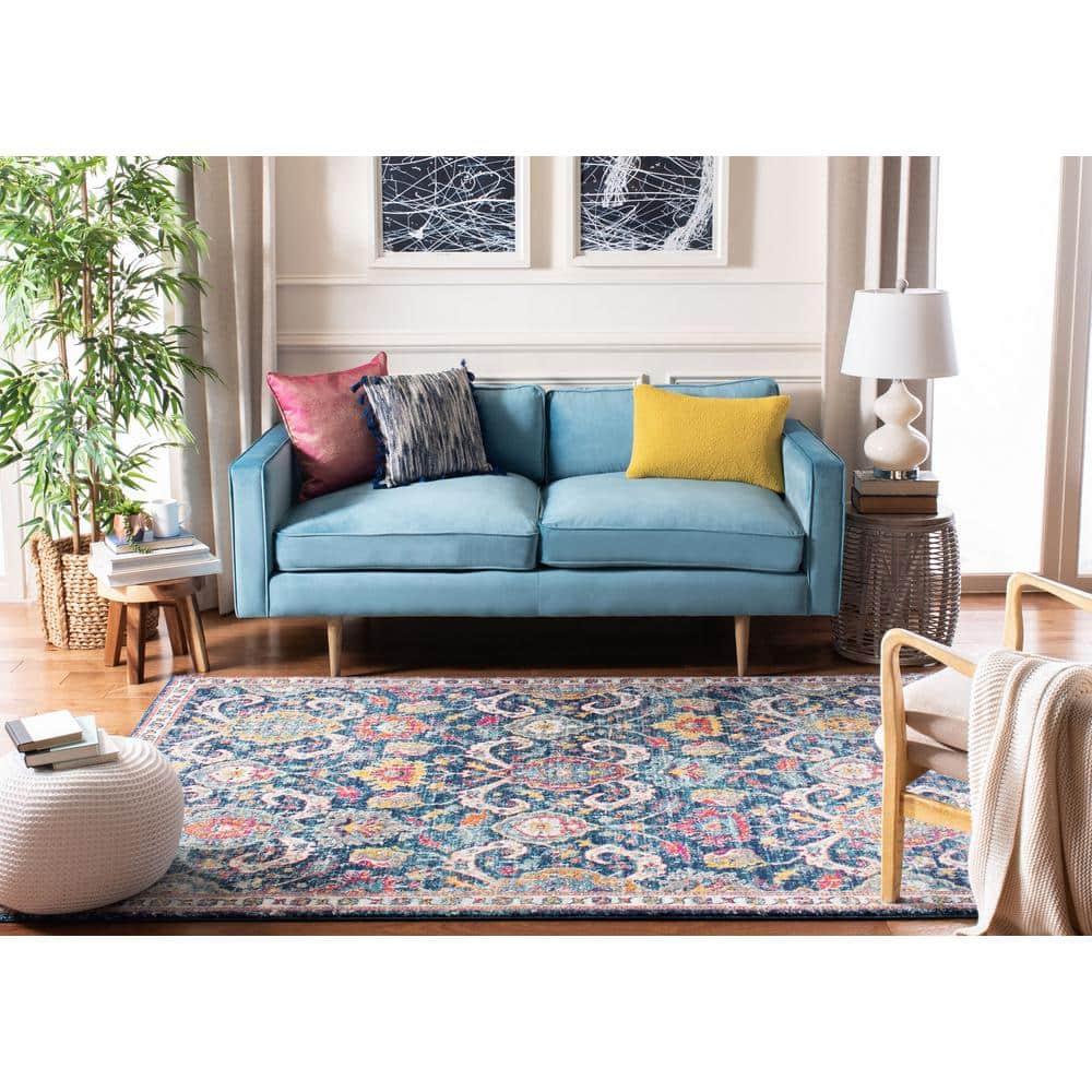 Evoke EVK255 Power Loomed Area Rug - Navy/Fuchsia - 4'x6' - Safavieh.