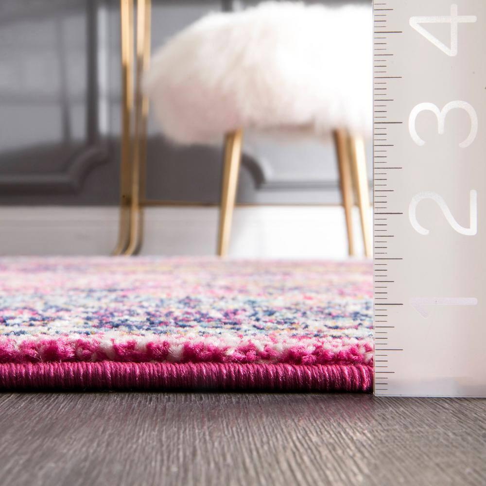 Vintage Elegance 9' x 12' Pink Synthetic Oval Area Rug