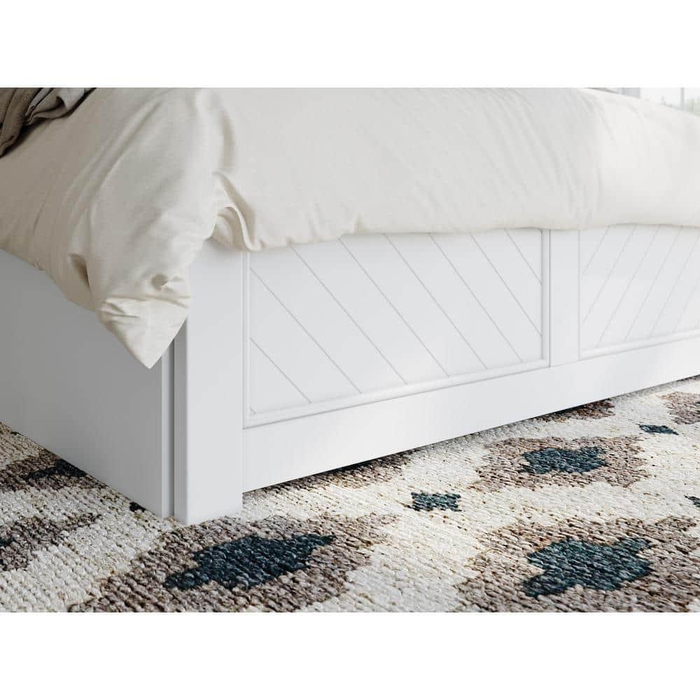 AFI Canyon White Solid Wood Platform Bed with Matching Footboard & Storage Drawers, Full