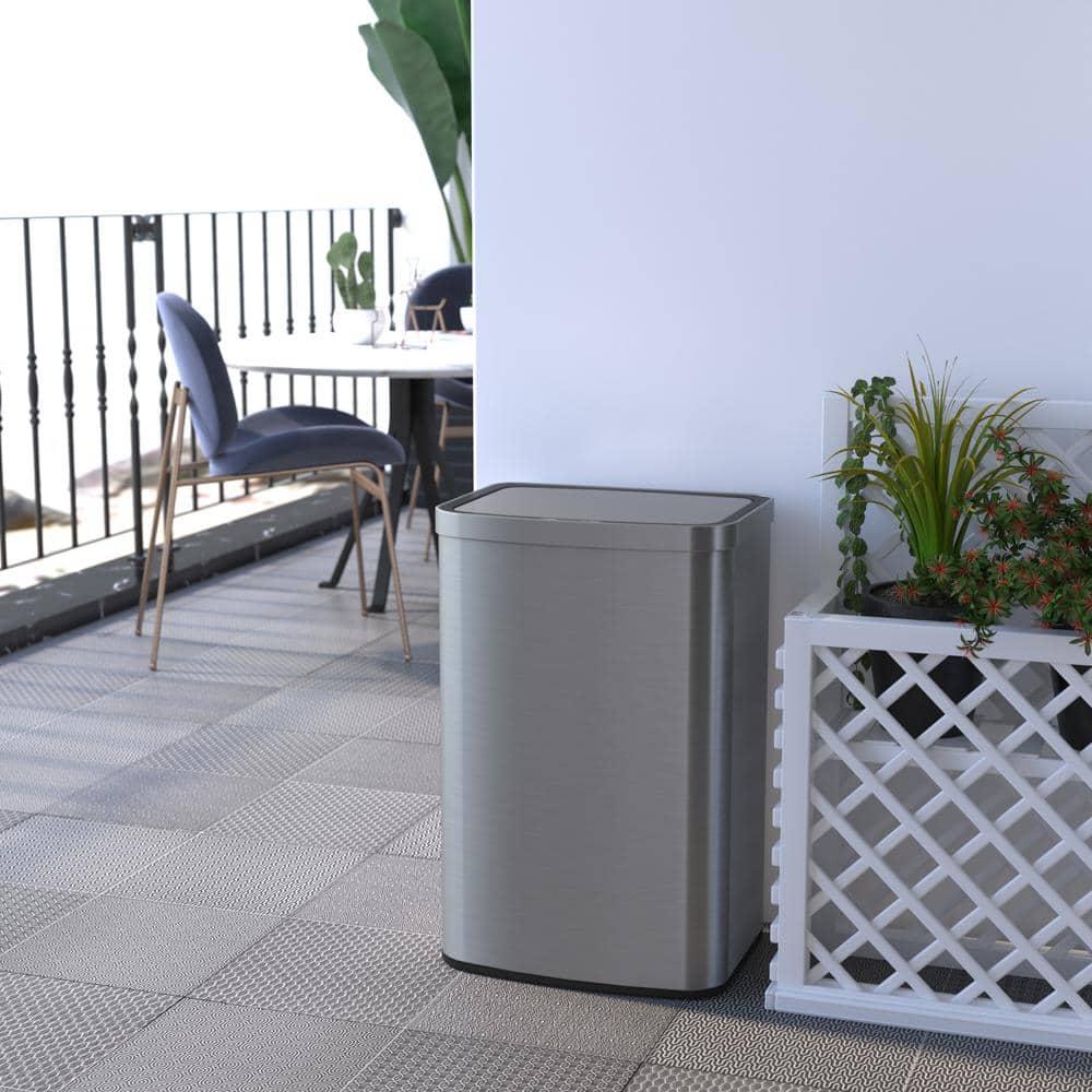 Innovaze 13 Gallon Stainless Steel Rectangular Motion Sensor Trash Can for Kitchen