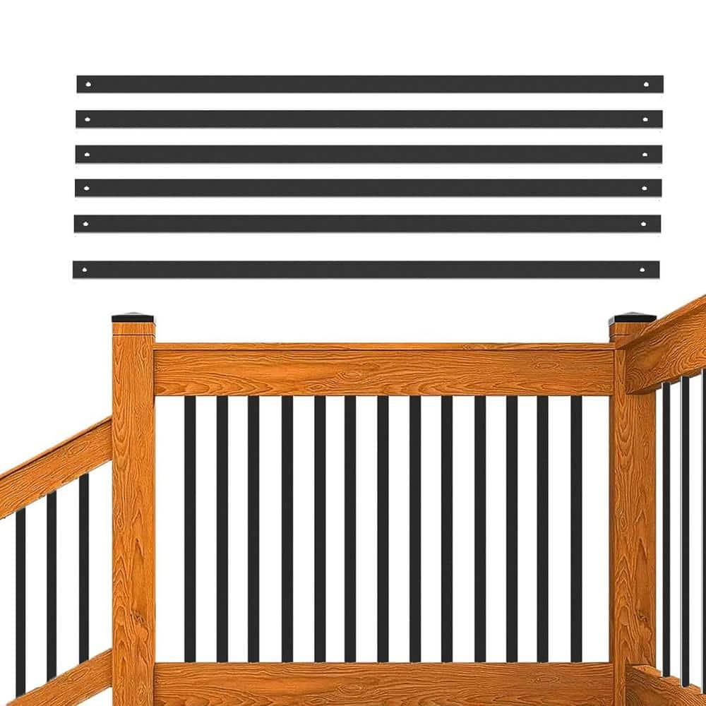 25 Pack Rectangle Staircase Balusters, 36" Black Metal Deck Spindle and Stairs Railing, Hollow Rectangle Deck Balusters for Porch Railing