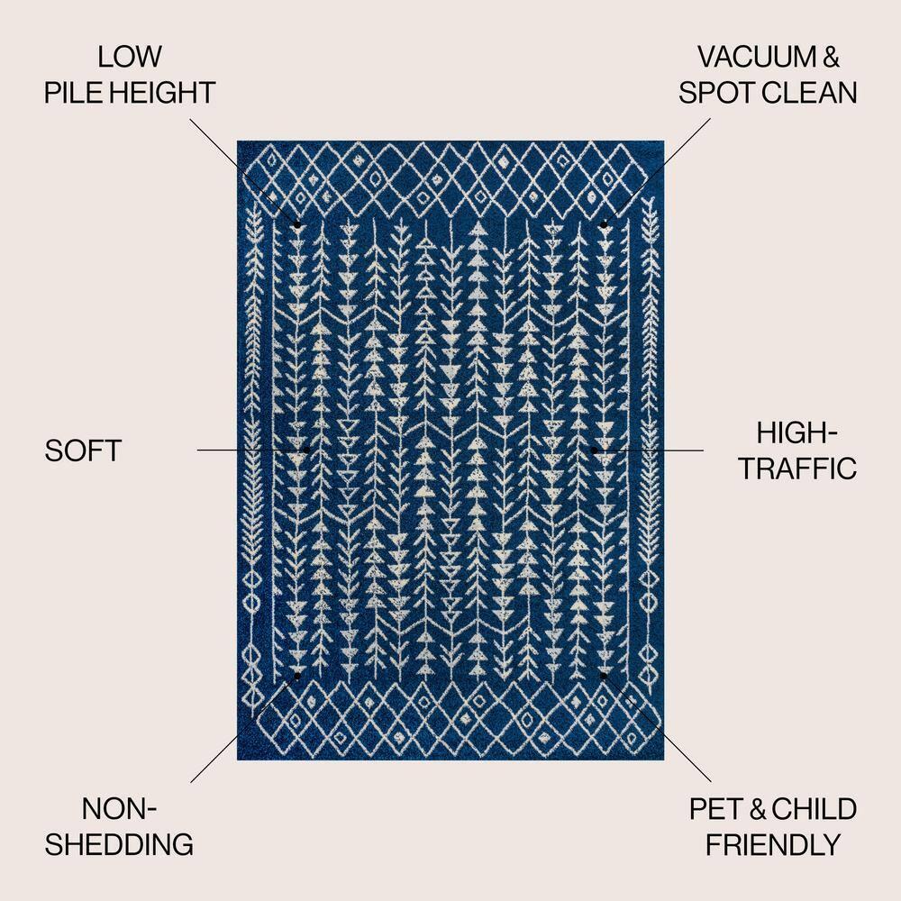 JONATHAN Y Ziri Moroccan Geometric Navy/Cream 3 ft. x 5 ft. Area Rug