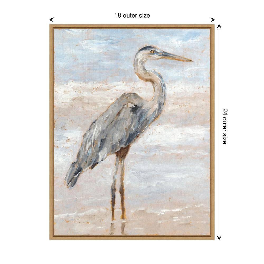 Amanti Art 18"x24" Beach Heron I by Ethan Harper Framed Canvas Wall Art Print: Hand-Stretched, Modern Decor, Polystyrene Frame