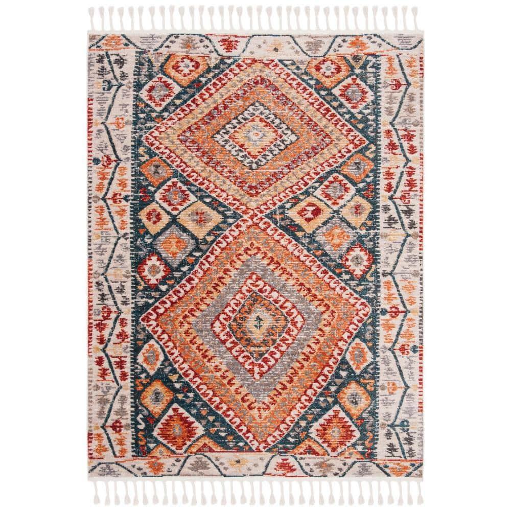Farmhouse FMH816 Power Loomed Area Rug - Ivory/Navy - 4'0" X 5'4" - Safavieh.