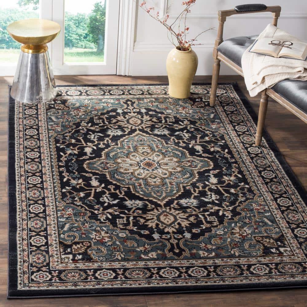 Lyndhurst LNH338 Power Loomed Area Rug - Anthracite/Teal - 6'x9' - Safavieh.