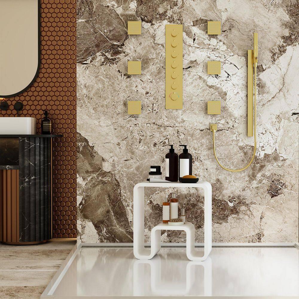 Matte White Solid Surface Dual-Layer Shower Stool
