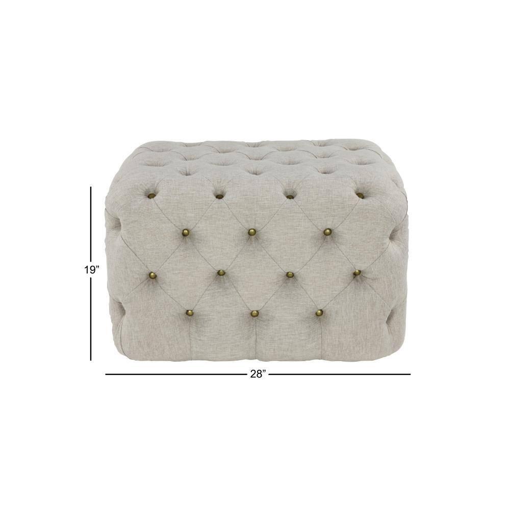 Linen Tufted Ottoman Bench Beige - Olivia & May