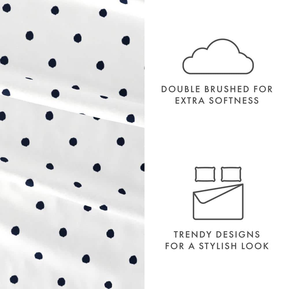 IEnjoy Home Polka Dots Navy & White Pattern Sheet Set