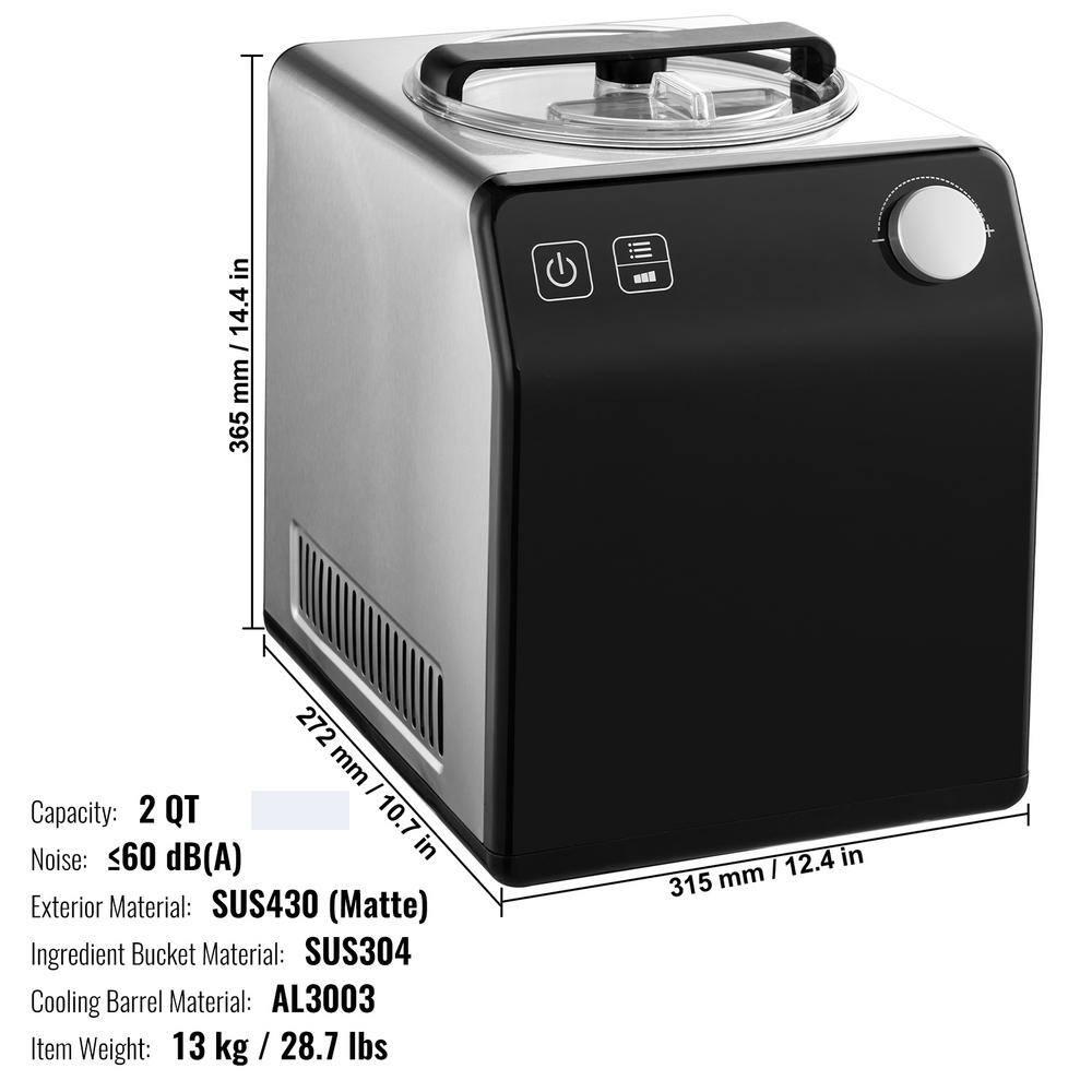 VEVOR 2 Quart Automatic Ice Cream Machine Electric Yogurt Gelato Make Black | Wayfair