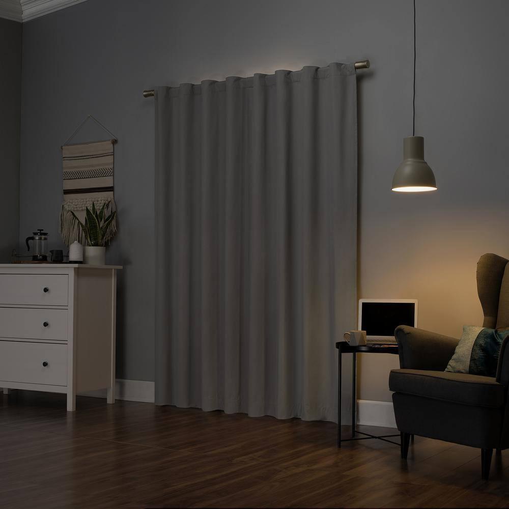 40"x63" Sun Zero 100% Blackout Cyrus Thermal Back Tab Curtain Panel Silver: Modern Solid Indoor Polyester
