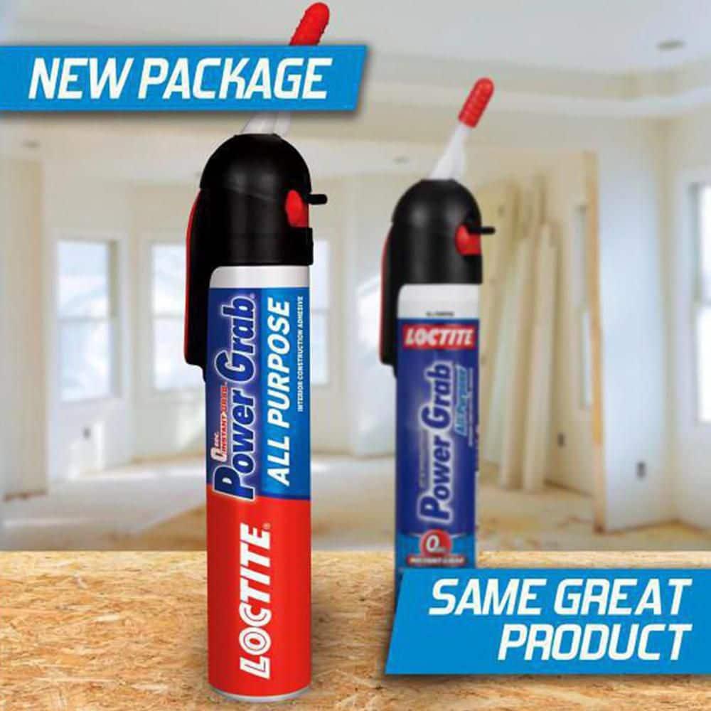 Loctite Power Grab Construction Adhesive All Purpose, Pack of 1, White 7.5 fl oz Pressure Pack