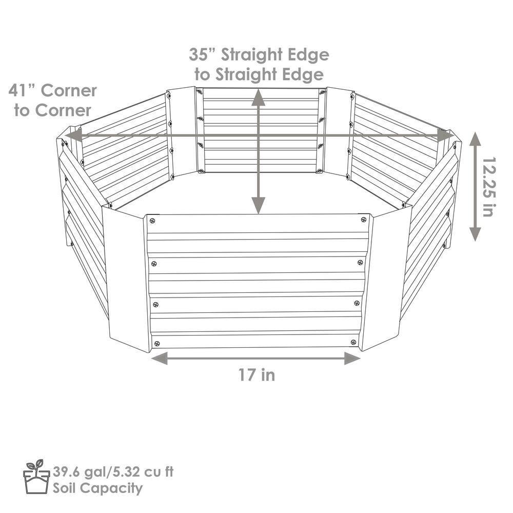 Sunnydaze Galvanized Steel Hexagon-Shaped Raised Garden Bed - Gray