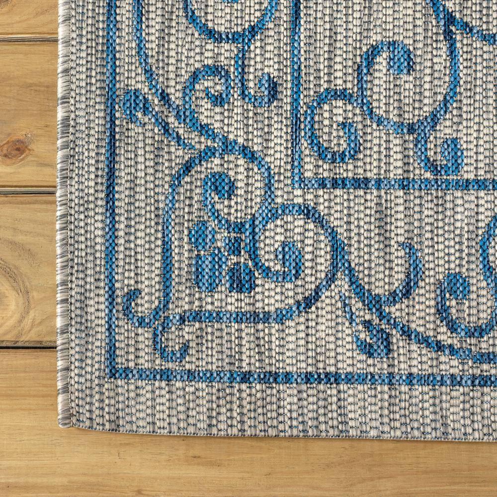 9' X 12' Charleston Vintage Filigree Textured Weave Indoor/Outdoor Area Rug, Gray/Navy - JONATHAN Y