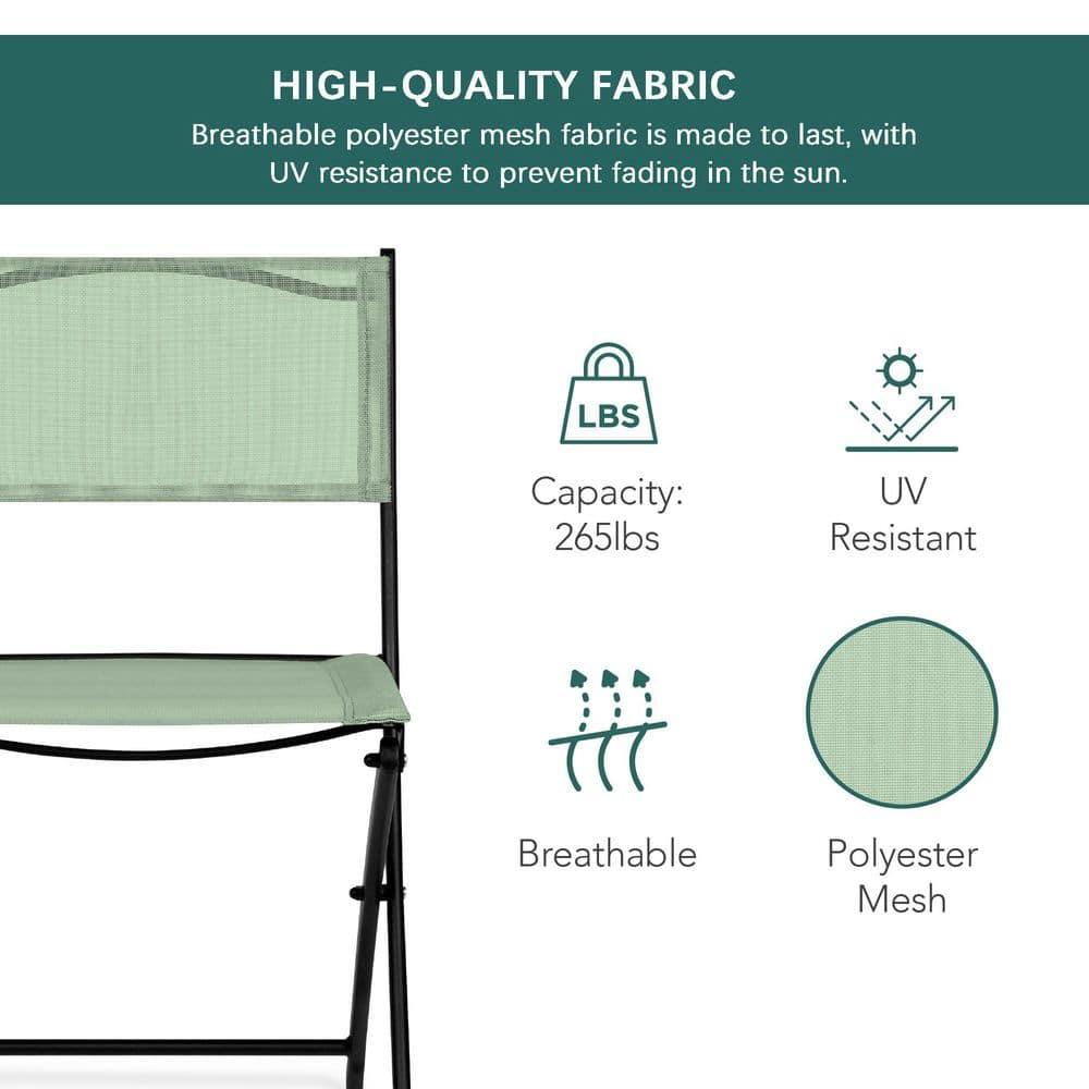 George Oliver 3-Piece Patio Bistro Dining Furniture Set W/ Glass Tabletop, Folding Chairs