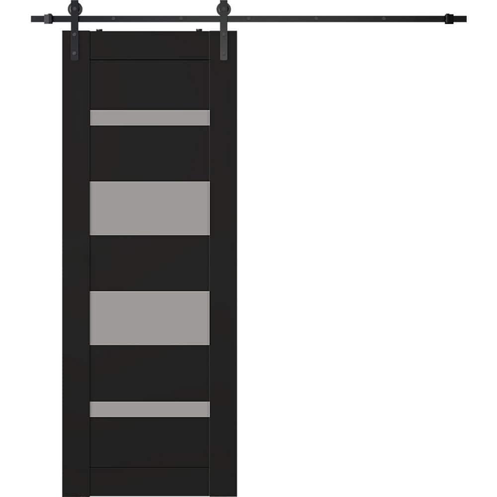 Belldinni Mirella Solid Manufactured Wood and Glass Barn Door with Installation Hardware Kit