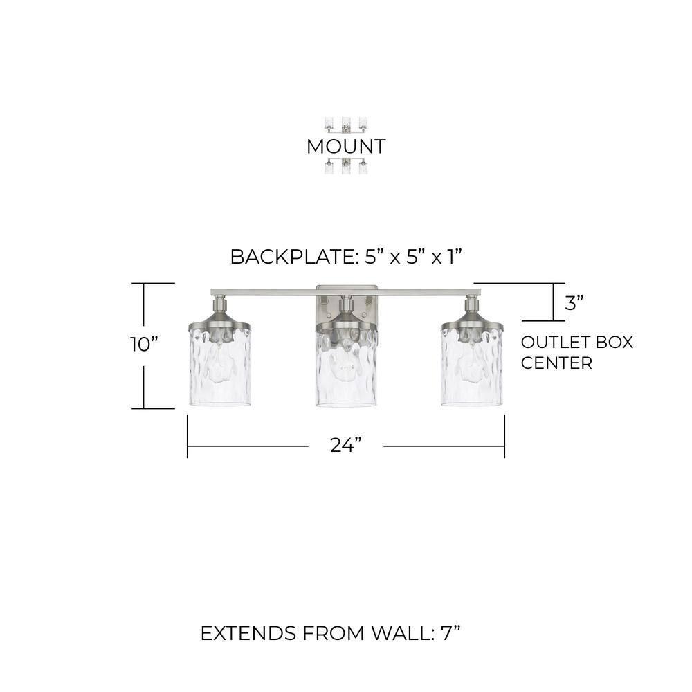Capital Lighting 128831-451 Colton 3 Light 24" Wide Bathroom Vanity Light - Nickel