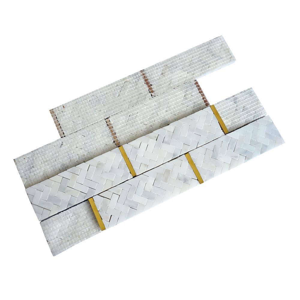 Natural 3" x 3" Natural Stone Brick Joint Mosaic Wall Tile