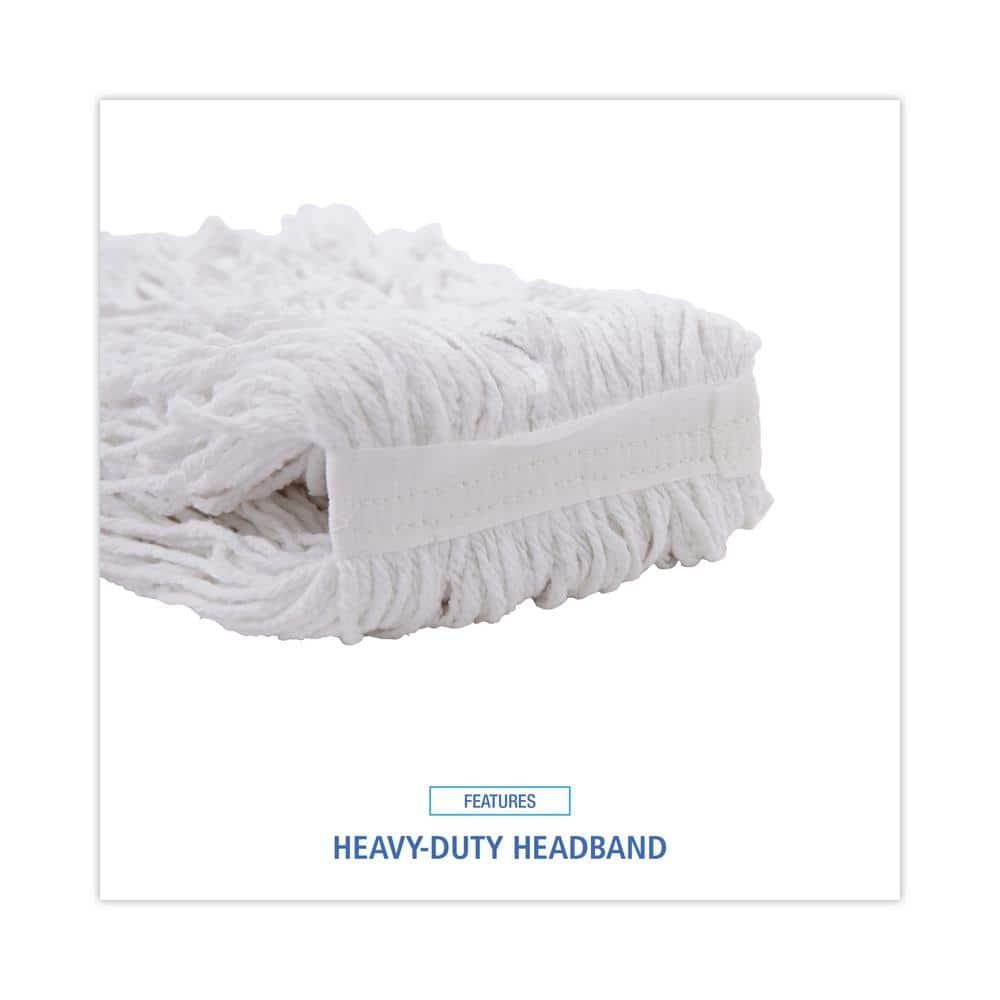 Boardwalk Banded Rayon Cut-End Mop Heads, #24, White, 1.25" Headband, 12/Carton