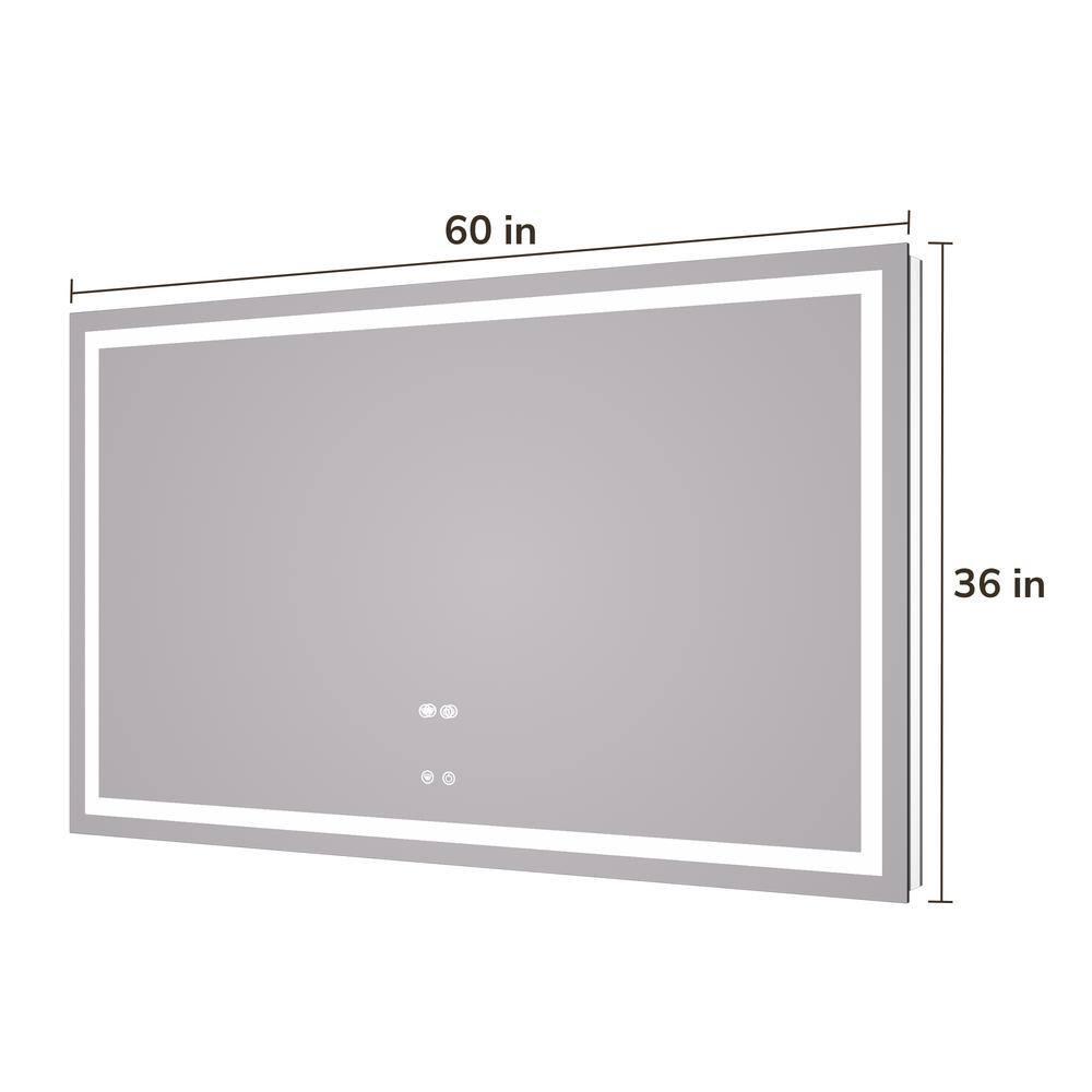 Keonjinn LED Bathroom Mirror 60 ” x 36 ” with Frontlit & Backlit, Lighted Mirror with Stepless Dimmable 3-Color Lights, Bathroom Vanity Mirror with HD Tempered Glass, UL-Listed LED Driver, CRI90+