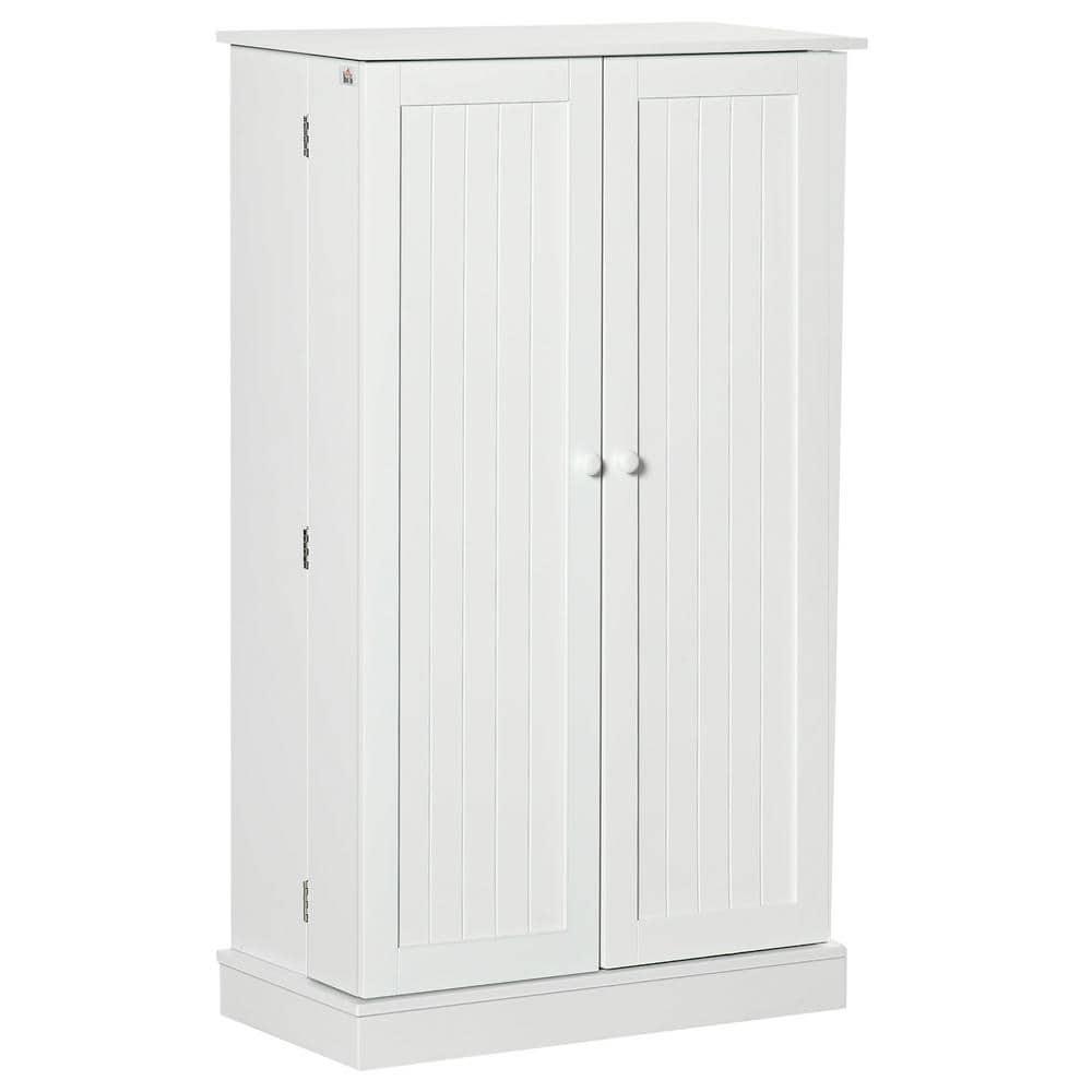 Latitude Run® HOMCOM 41" Modern Kitchen Pantry Freestanding Storage Cabinet With Double Doors Adjustable Shelves For Living Room - White