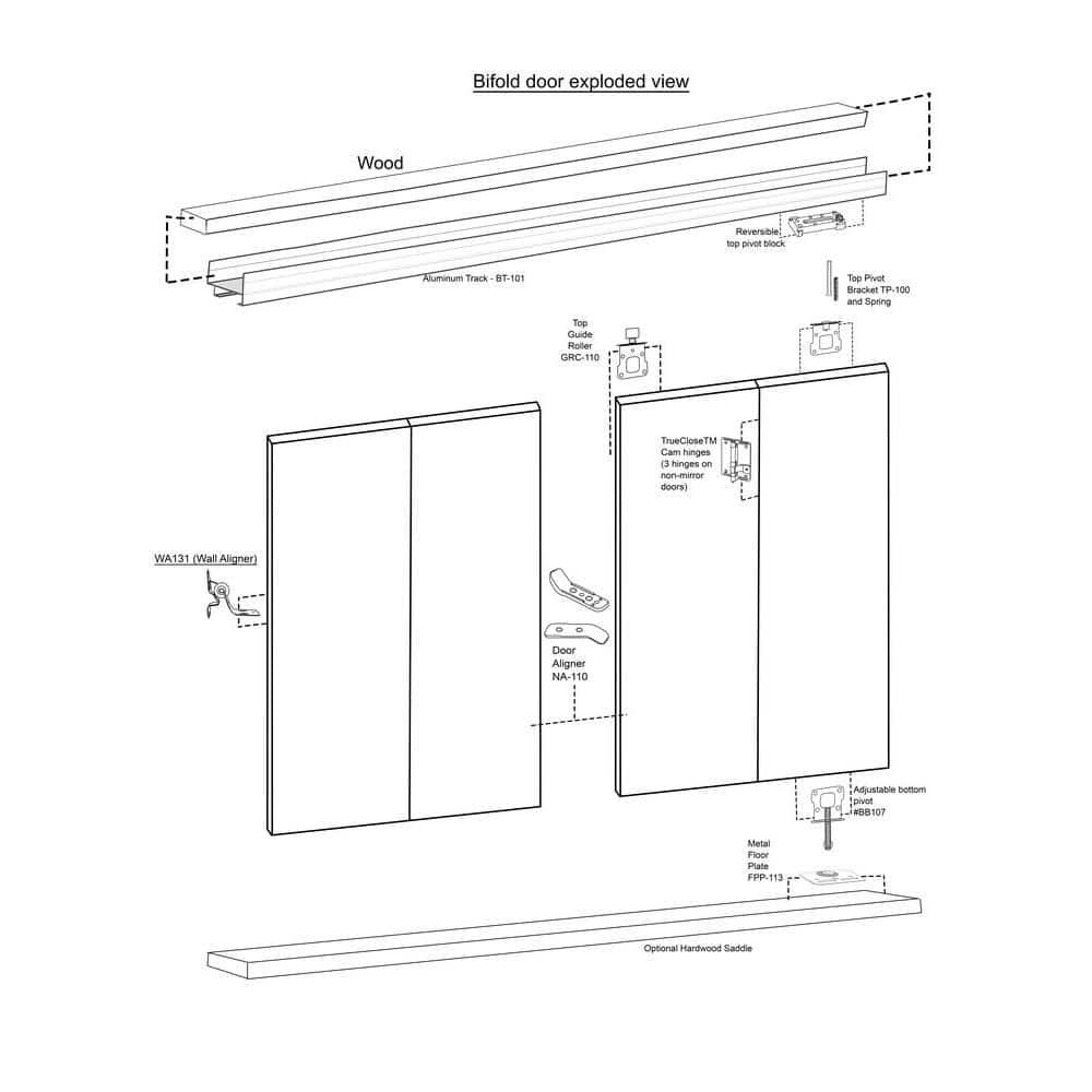 Custom Door and Mirror Solid + Manufactured Wood Mirrored Bi-Fold Door