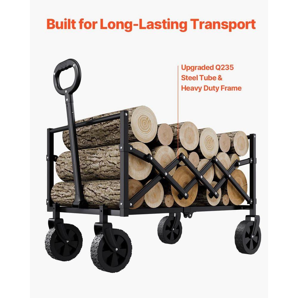 VEVOR Collapsible Folding Wagon with Wheels, Wagons Carts Foldable with 225lbs Capacity, Lightweight Portable Utility Wagon Cart for Grocery Shopping Sports Camping and Garden
