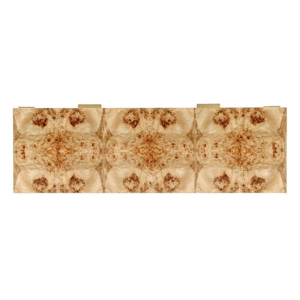 Kai 45 in. W Light Brown Rectangular Burl Wood 2-Drawer Console Table