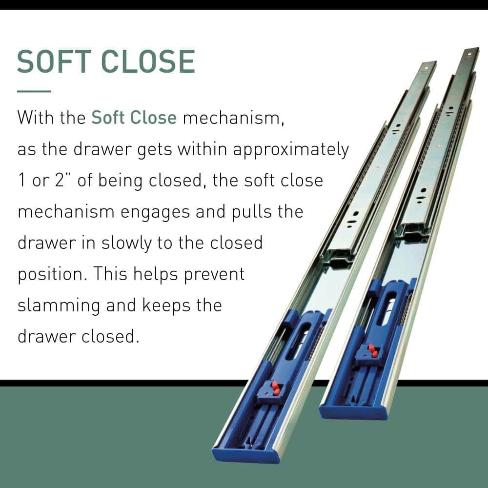 D94224E-ZP 24" Soft Close Ball Bearing Full Extension Drawer Slides Set of 2