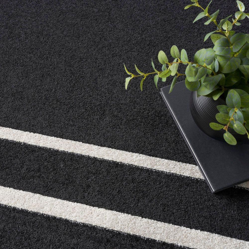 Nourison Essentials 9' x 12' Black Ivory Contemporary Indoor/Outdoor Rug
