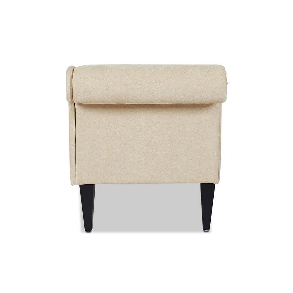Harrison Tufted Roll Arm Chaise Lounge Beige