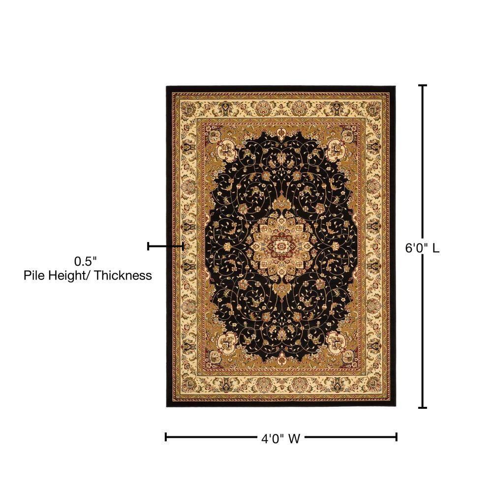 Lyndhurst LNH329 Power Loomed Area Rug - Black/Ivory - 4'x6' - Safavieh