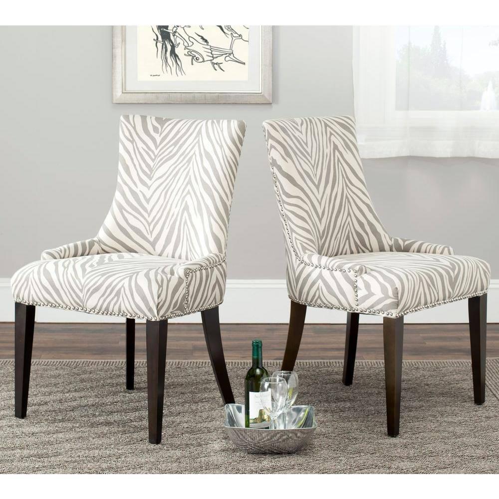 SAFAVIEH Becca 19''H Zebra Dining Chairs Ivory / Grey