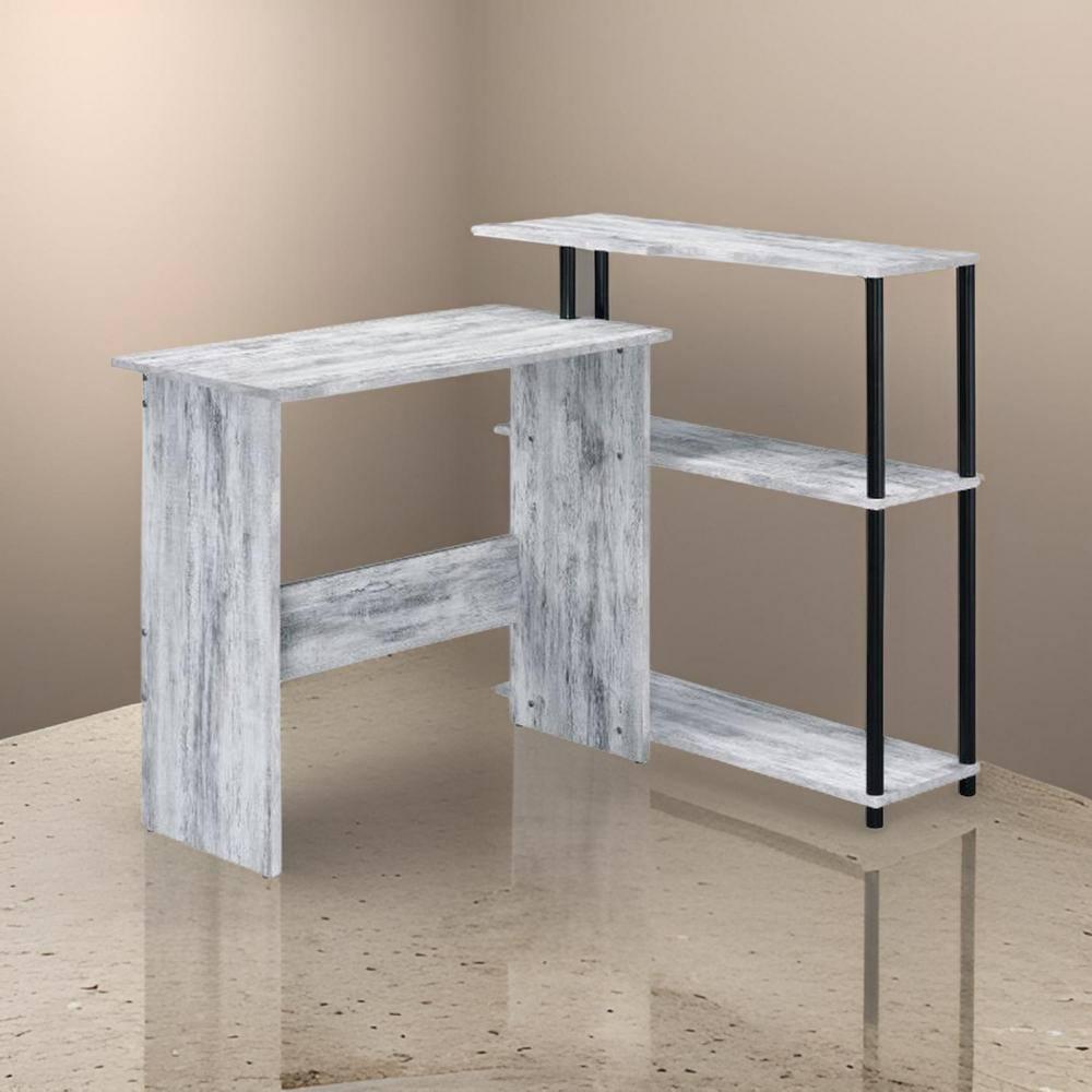Valo L-Shaped Solid Wood Top Metal Base Writing Desk