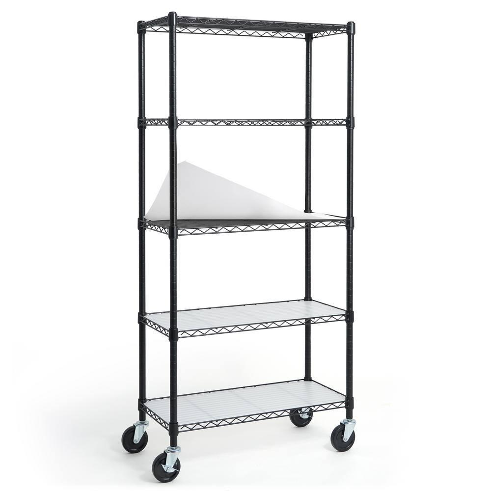 CAPHAUS CAPHAUS NSF Commercial Heavy Duty 5-Tier Adjustable Wire Shelving w/ Wheels & Leveling Feet, 30 x 14 x 64-Inch, Multiple Options
