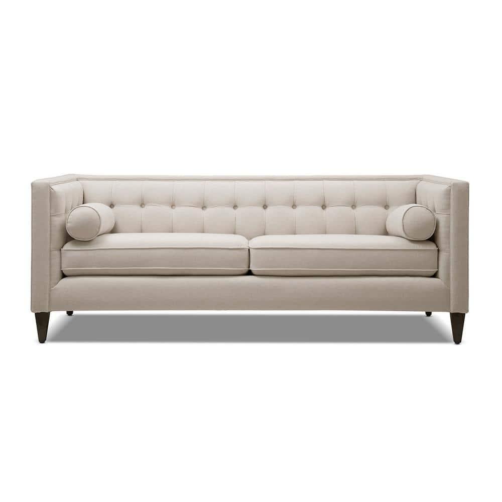 Jack 84" Tufted Tuxedo Sofa Double Cushion Sky Neutral