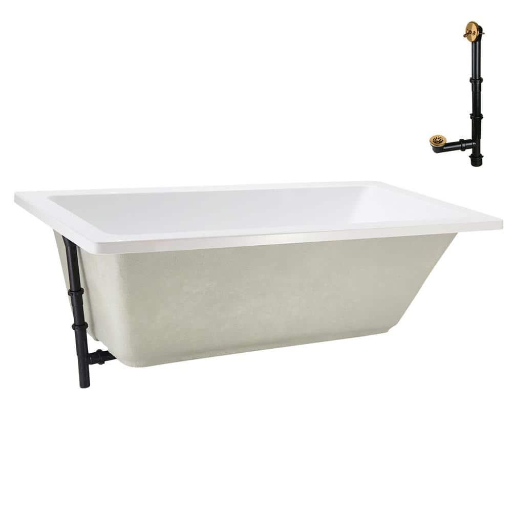 60" x 32" Acrylic Soaking Drop-In Bathtub, Drain Included