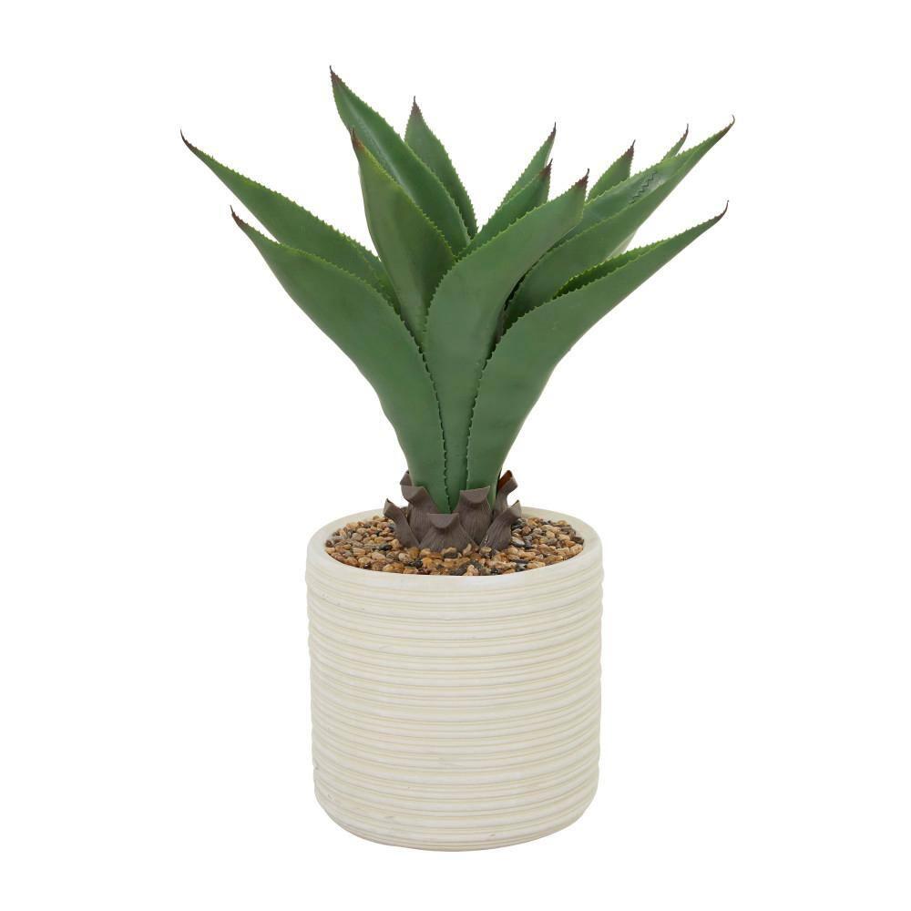 DecMode 31" Artificial Agave Plant in Realistic Leaves and Beige Ceramic Pot
