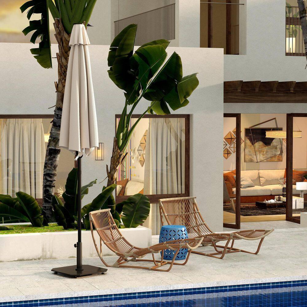 Outsunny Square Patio Umbrella Base, 41 lbs Metal Umbrella Stand Base with Adjustable Pads, Patio Umbrella Holder for 1.3"/1.5"/1.9" Poles, Black