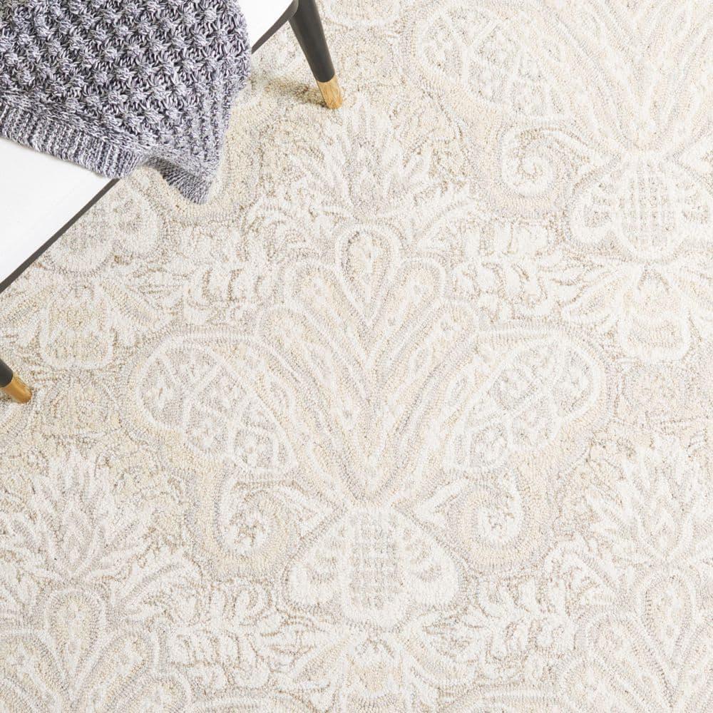 Micro-Loop MLP539 Hand Tufted Area Rug - Beige - 5'x5' - Safavieh.