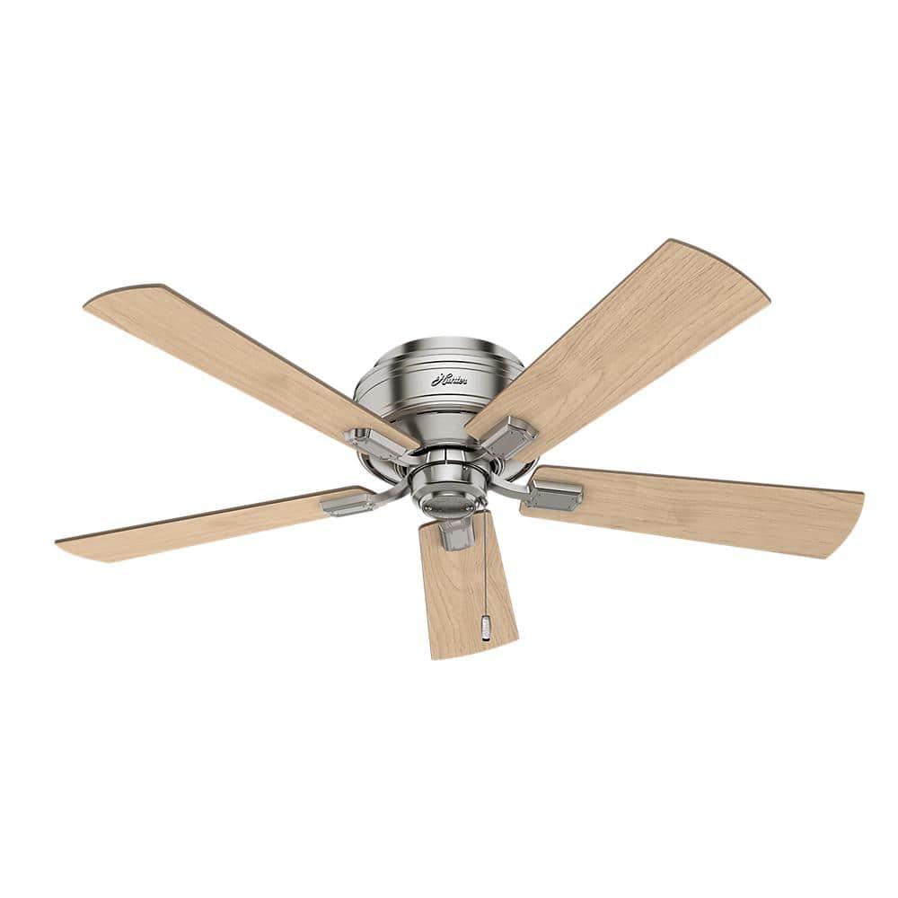 52" Crestfield Low Profile Ceiling Fan (Includes LED Light Bulb) Brushed Nickel - Hunter Fan: 5-Blade, 3-Speed, Flush Mount, Reversible Motor
