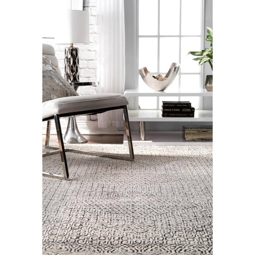 Nuloom Exie Medallion 8x10 Indoor Area Rug for Living Room Bedroom Dining Room Kitchen, Grey/Ivory