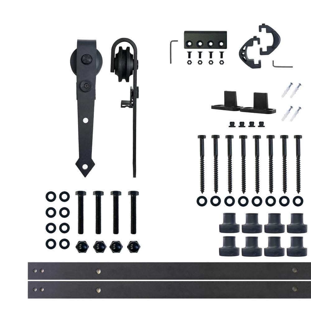 Homacer Black Rustic Arrow Design Non-Bypass Single Track One Door Hardware Kit( Door Not Included)