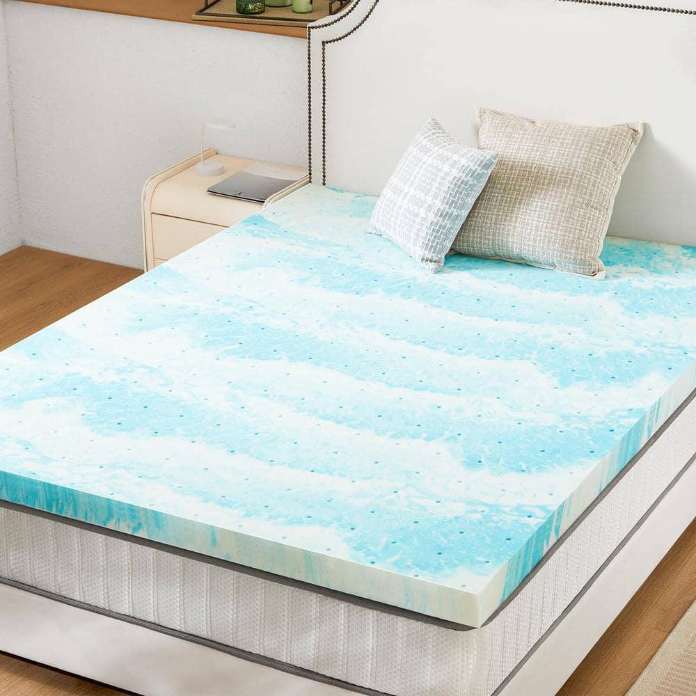 Full Size Blue Gel Memory Foam Mattress Topper