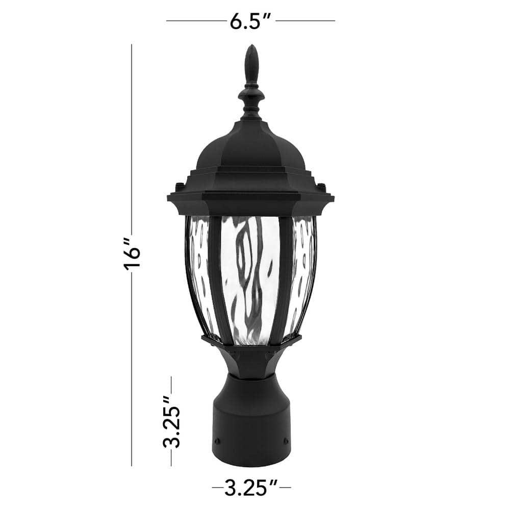 Maxxima LED Outdoor Post Light Pole Lantern with Water Glass, 900 Lumens, 3000K Warm White