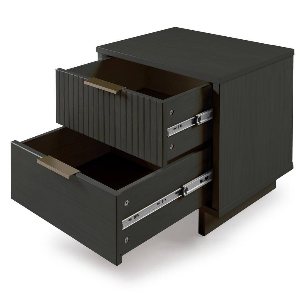 Manhattan Comfort Granville Engineered Wood Nightstand 2.0 in Dark Gray