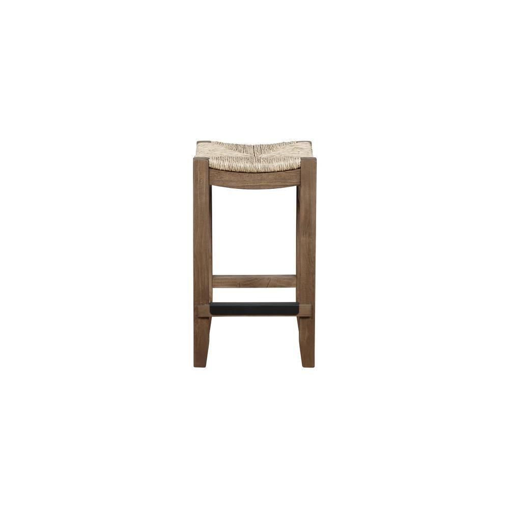 Alaterre Furniture Newport 26"H Wood Counter Height Stool with Rush Seat, Brown