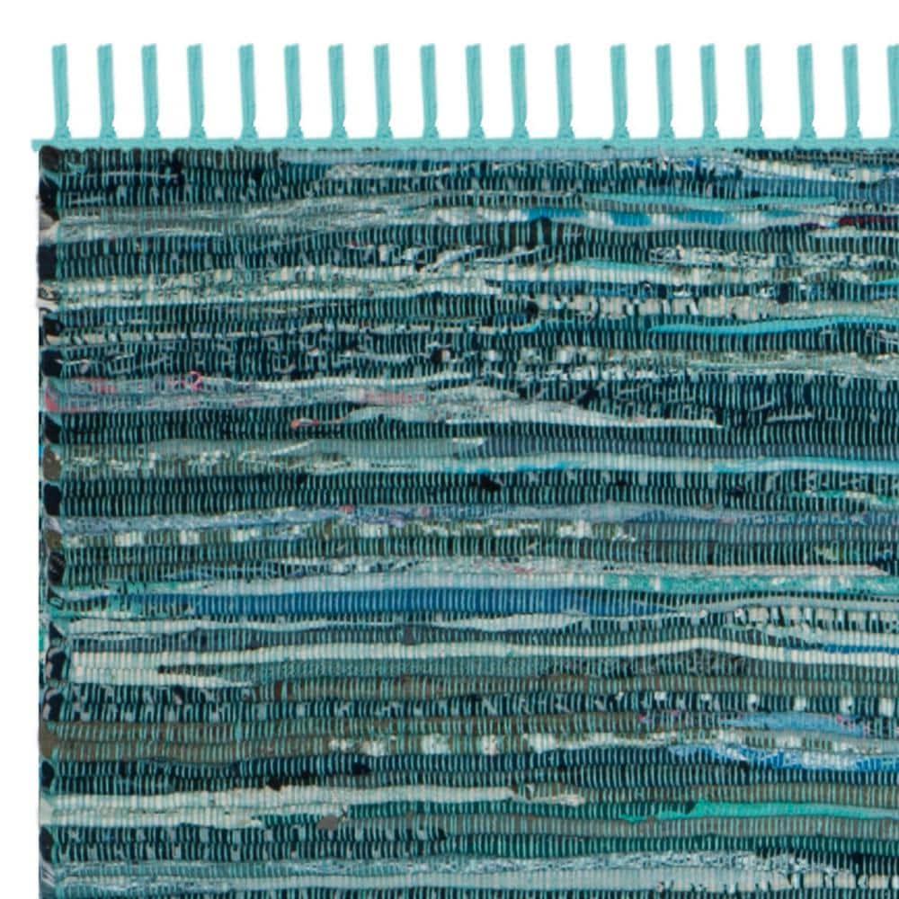 SAFAVIEH Rag Candis Striped Cotton Runner Rug, Turquoise/Multi, 2'3" x 12'