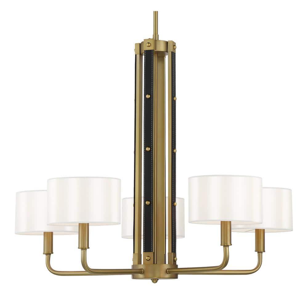 Minka Lavery Minka Lavery Chelsea Soft Brass With White Silk Chandelier