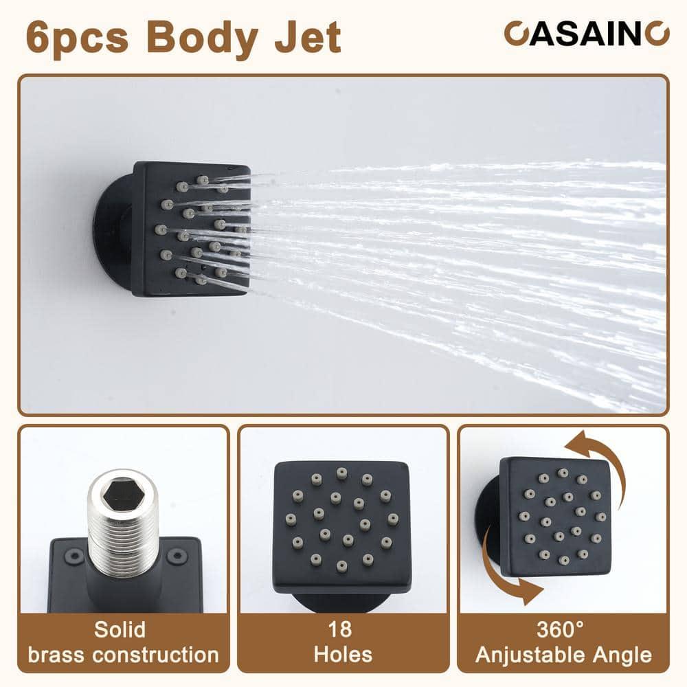 3 Functions 12 Inch Ceiling Mounted Thermostatic Shower System with 6 Body Jets